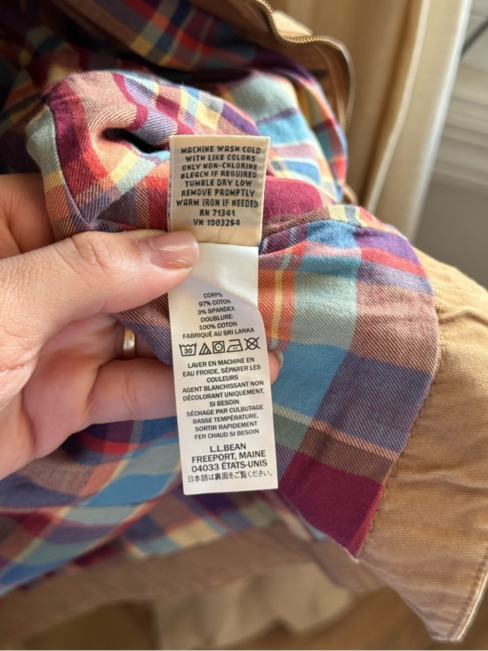 L.L. Bean Classic Utility Field Jacket - Tan Khaki - Plaid Flannel Lined | Small - Picture 8 of 10